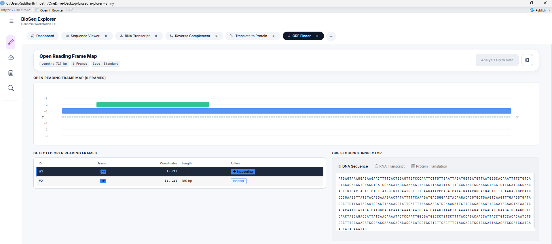ORF Finder Dashboard