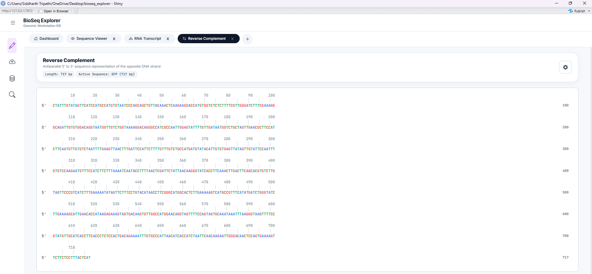 Reverse Complement Dashboard